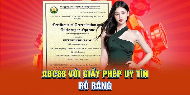 ABC88 với giấy phép uy tín, rõ ràng